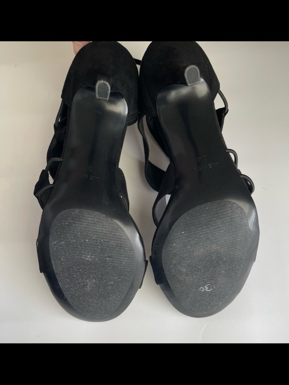 Nine West Black Strappy Suede High Heel Sandals - Picture 8 of 8